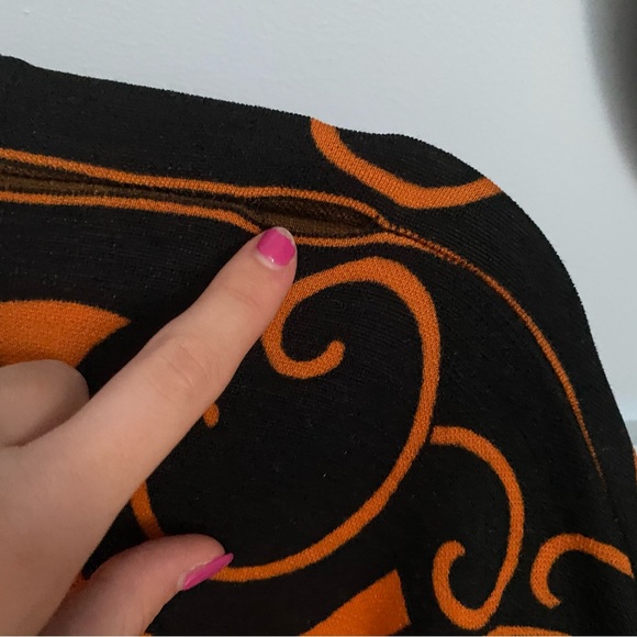 1970s Handmade Vintage Groovy Patterned Bell Sleeve Kaftan Dress - Picture 14 of 16